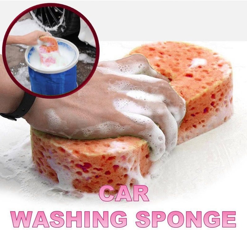 QUALIALL Ultimate Premium 5-Pack Coral Sponge Set - Extra Soft, Non-Scratch, Foaming & Large - Perfect for Car Washing, Household Cleaning and Fightingk (Orange) - Image 3